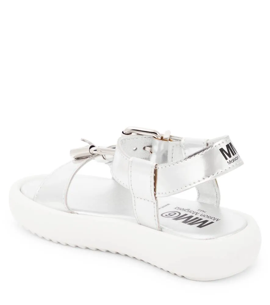 Metallic leather sandals MM6 Maison Margiela, silver