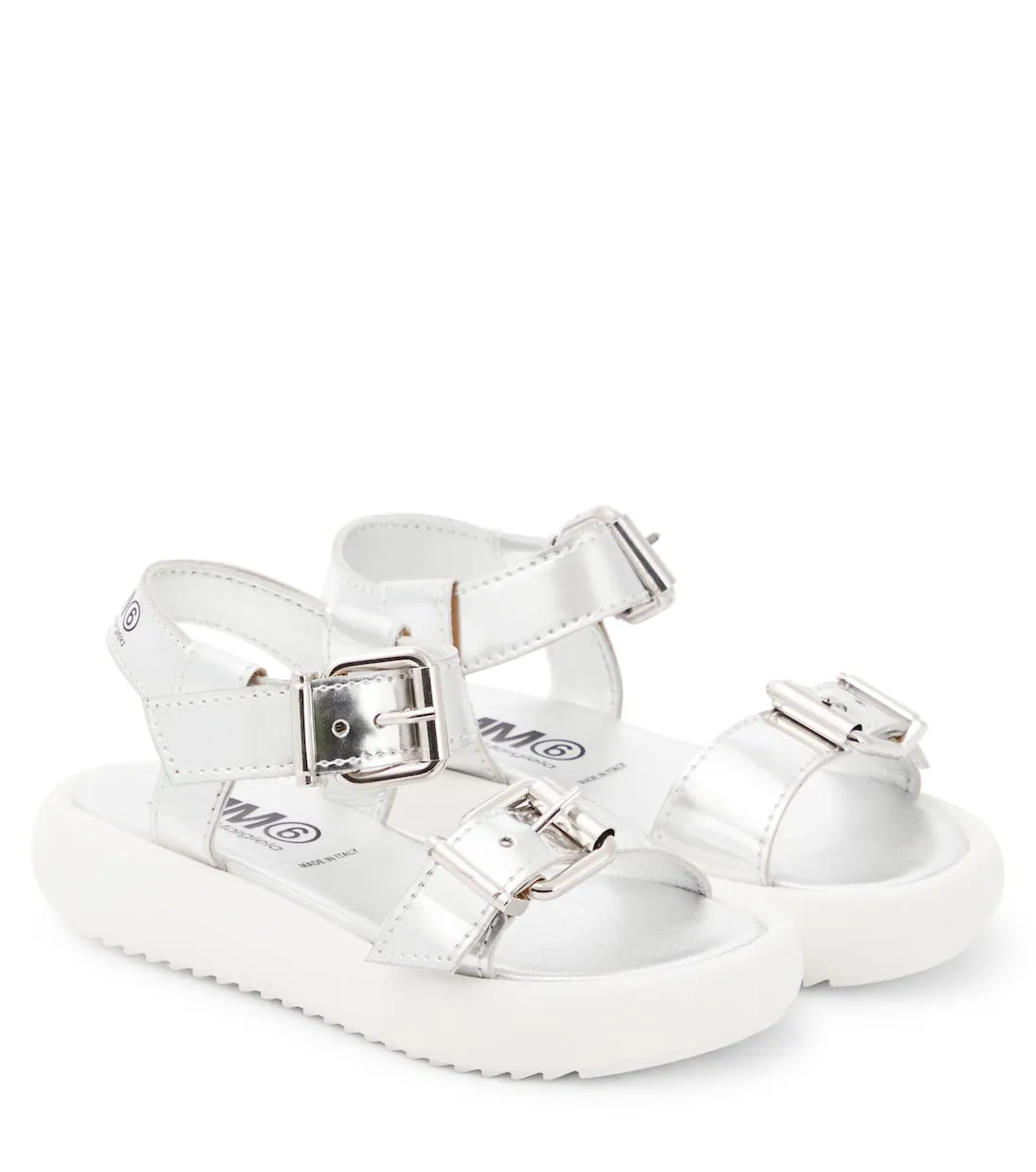 Metallic leather sandals MM6 Maison Margiela, silver