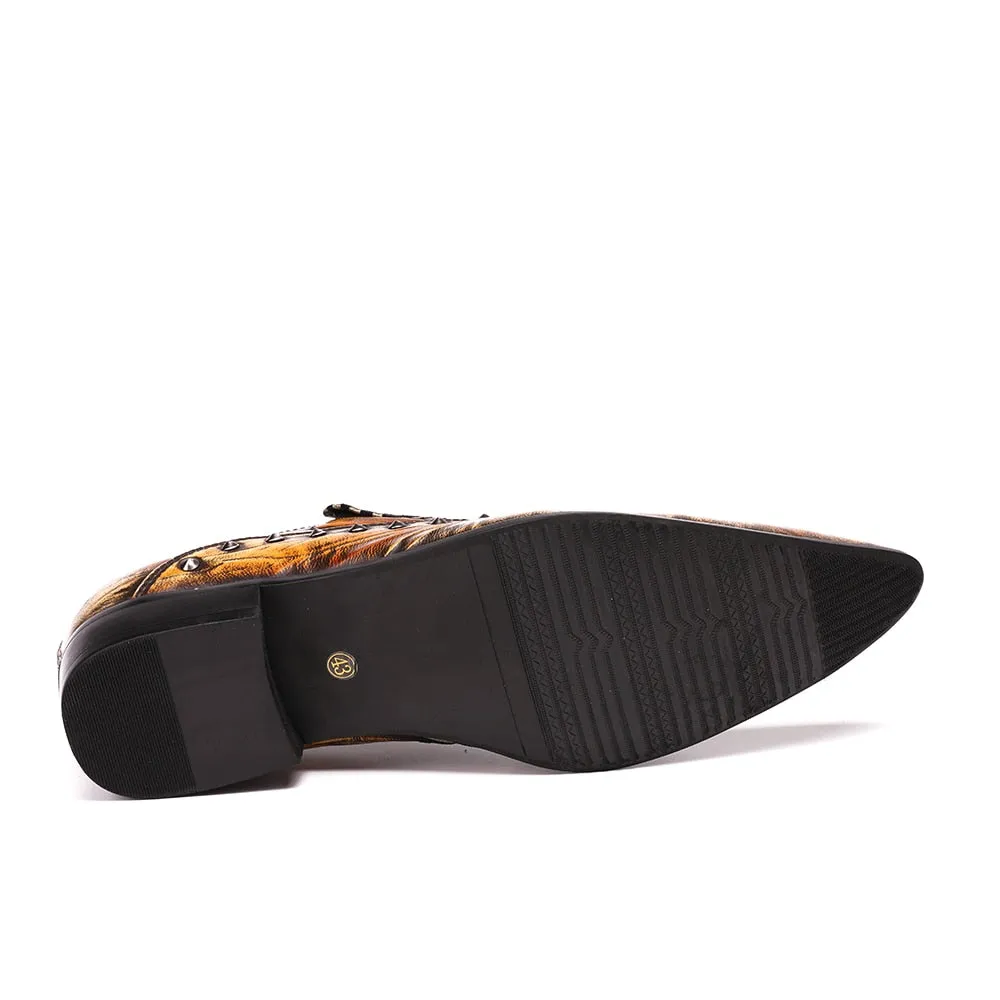 Metallic Pattern Studded Men Slip On Shoes