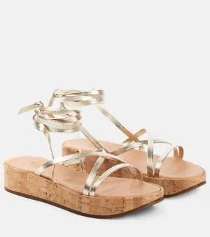 Morfi cork and leather platform sandals Ancient Greek Sandals, metallic