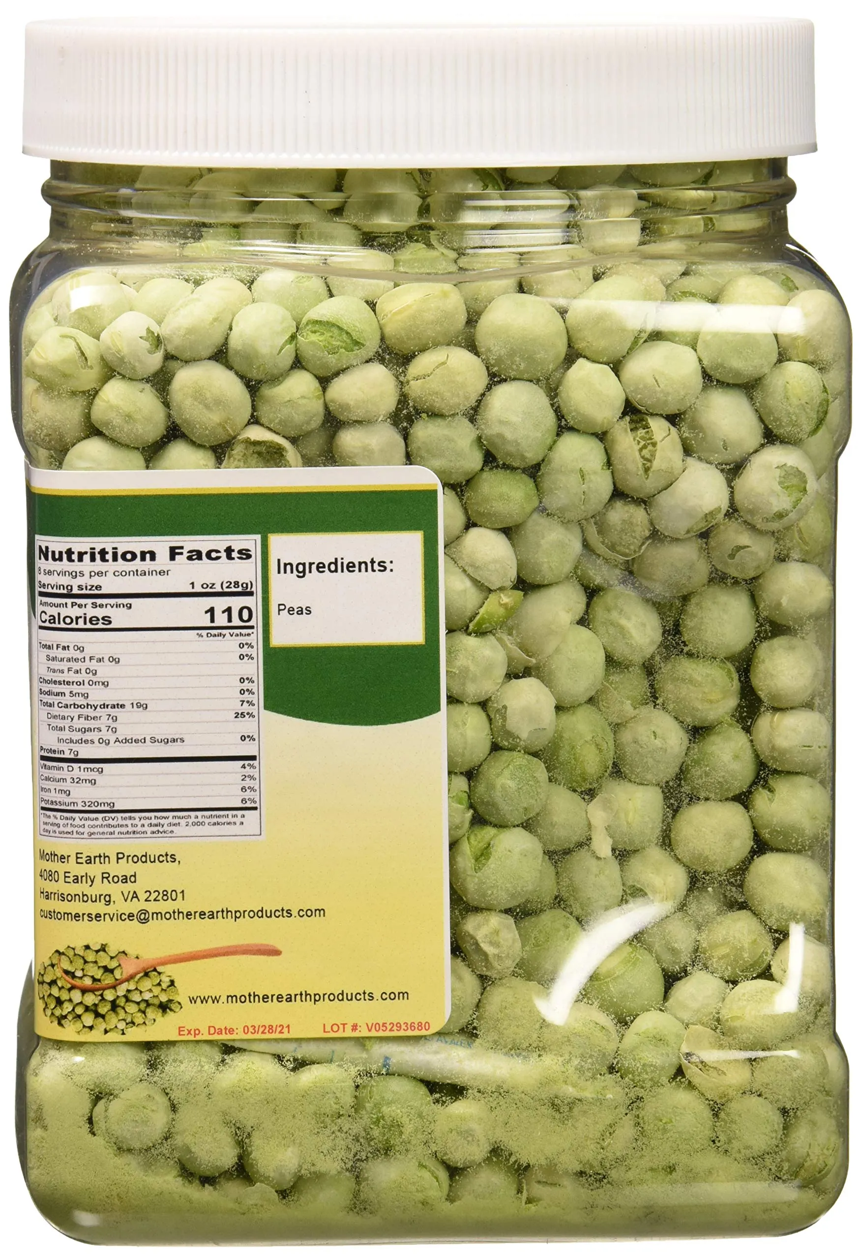 Mother Earth Products - Freeze-Dried Peas - Quart Jar