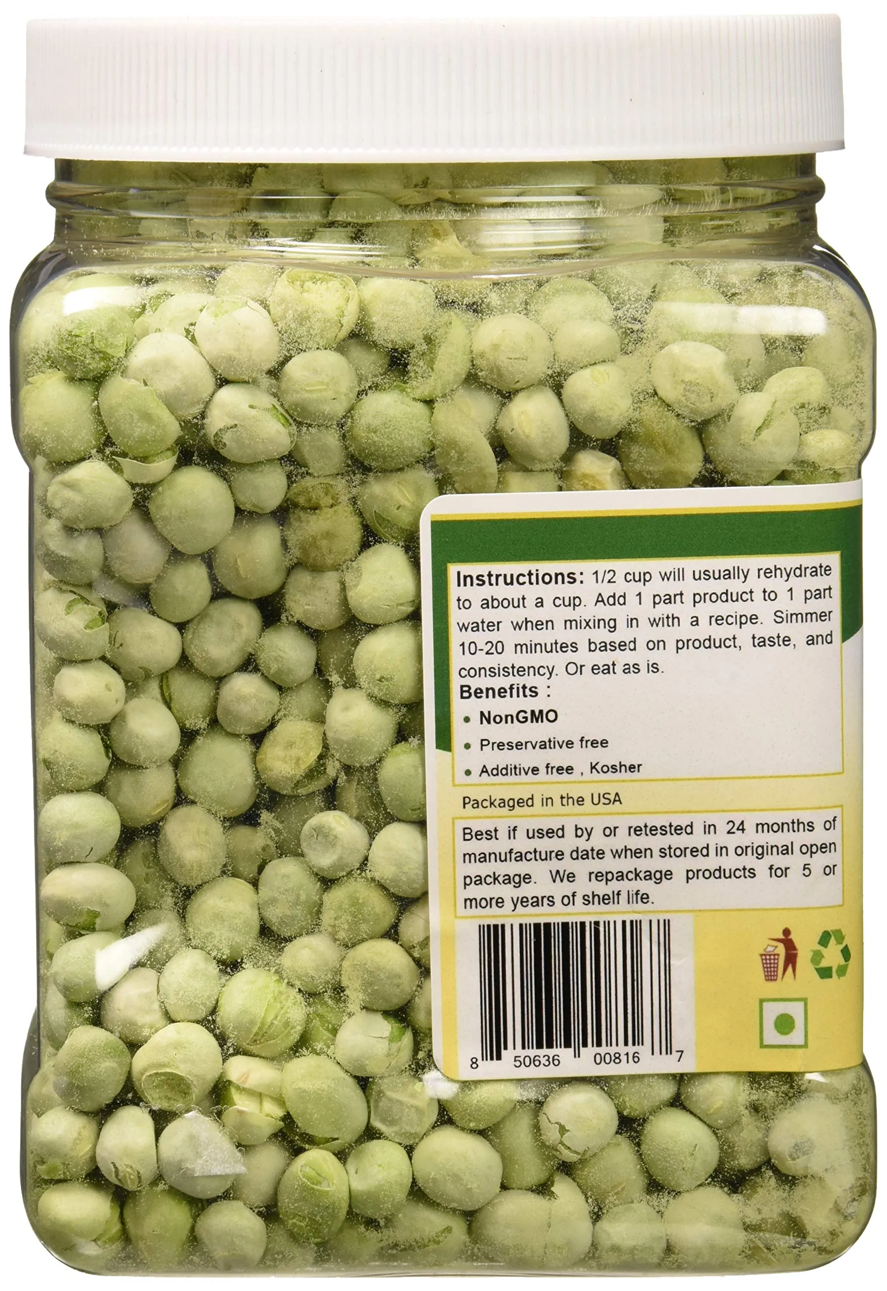 Mother Earth Products - Freeze-Dried Peas - Quart Jar