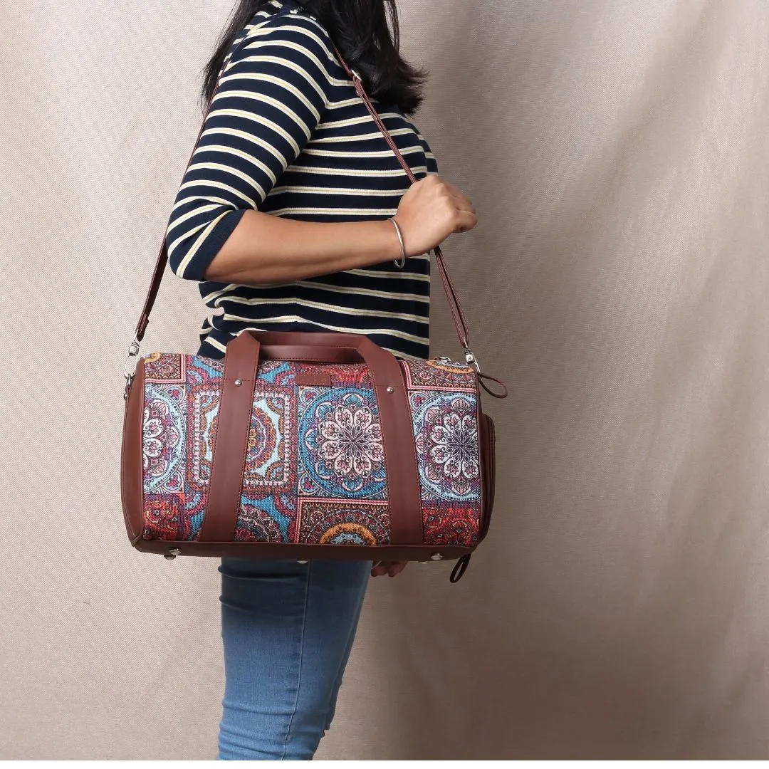 Multicolor Mandala Print Medium Duffel Bag