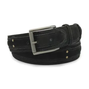 Newman Black Suede Rivet Roller Prong Belt