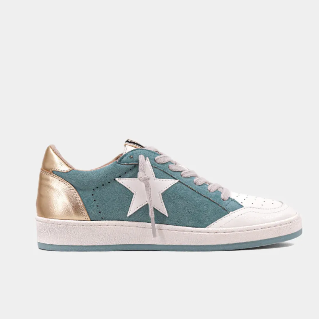 Paz Lace-Up Sneakers - Aqua Suede