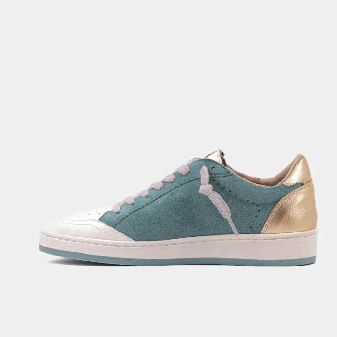 Paz Lace-Up Sneakers - Aqua Suede