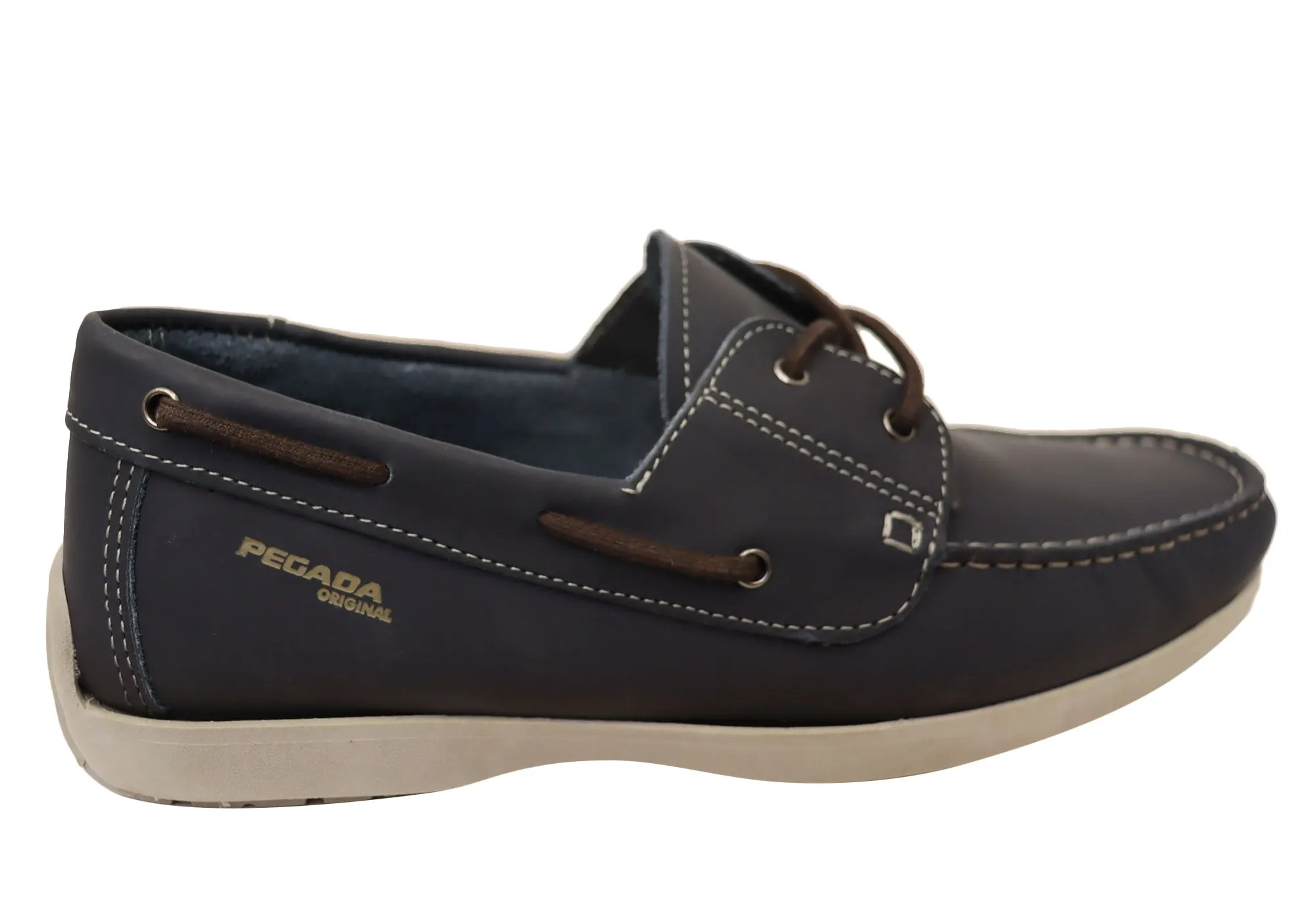 Pegada Lapel Mens Leather Comfortable Casual Boat Shoes Made In Brazil