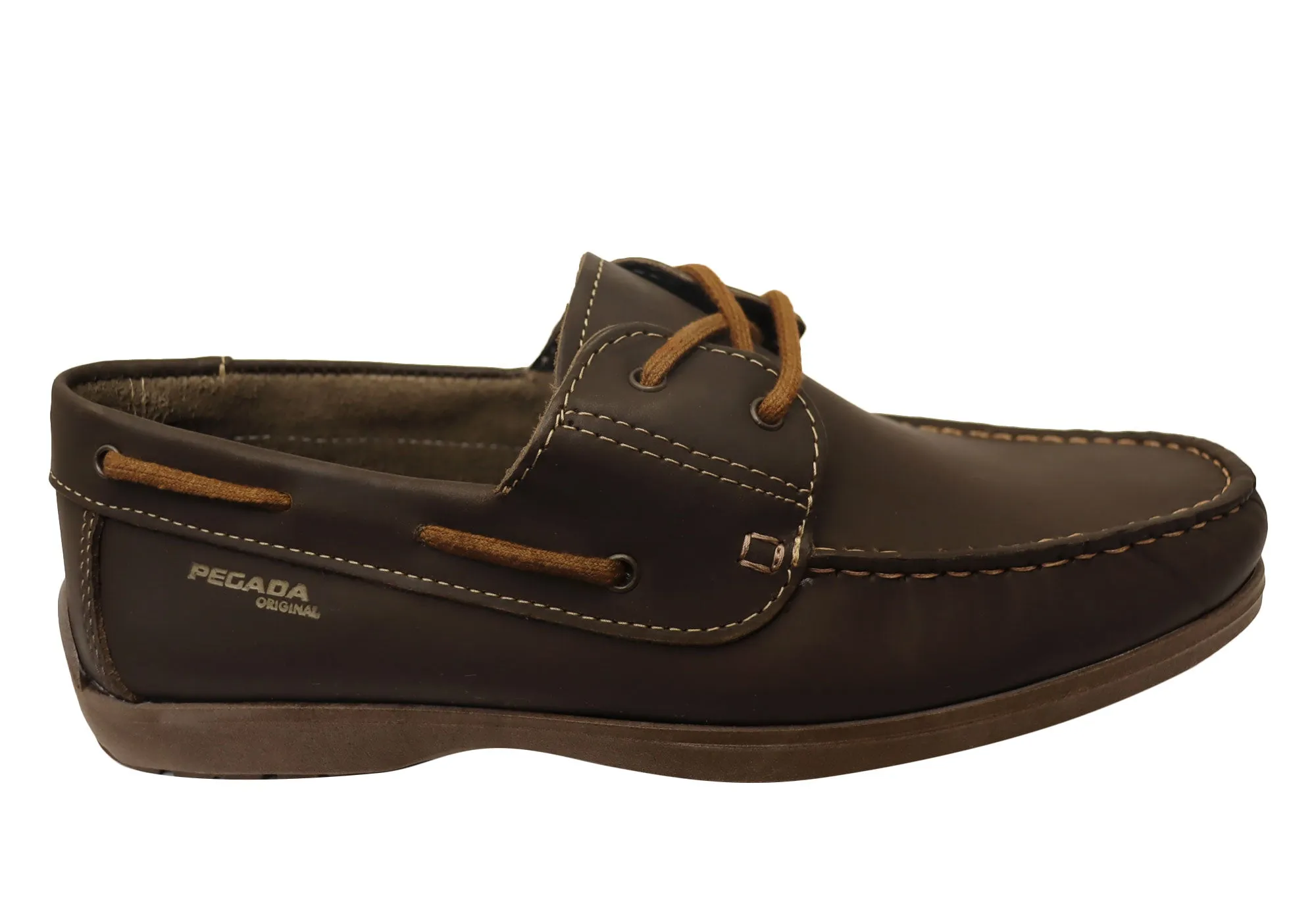 Pegada Lapel Mens Leather Comfortable Casual Boat Shoes Made In Brazil