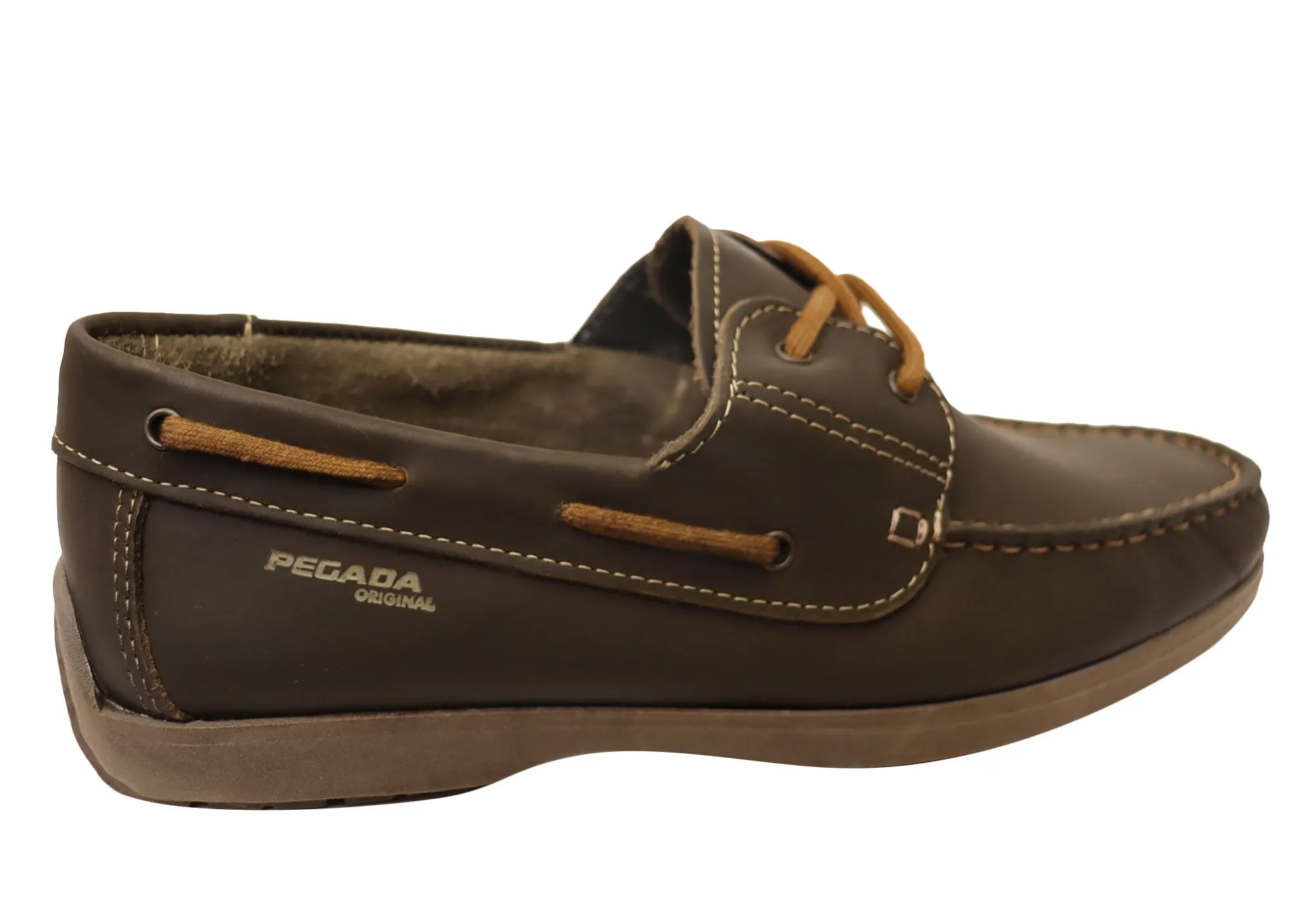 Pegada Lapel Mens Leather Comfortable Casual Boat Shoes Made In Brazil