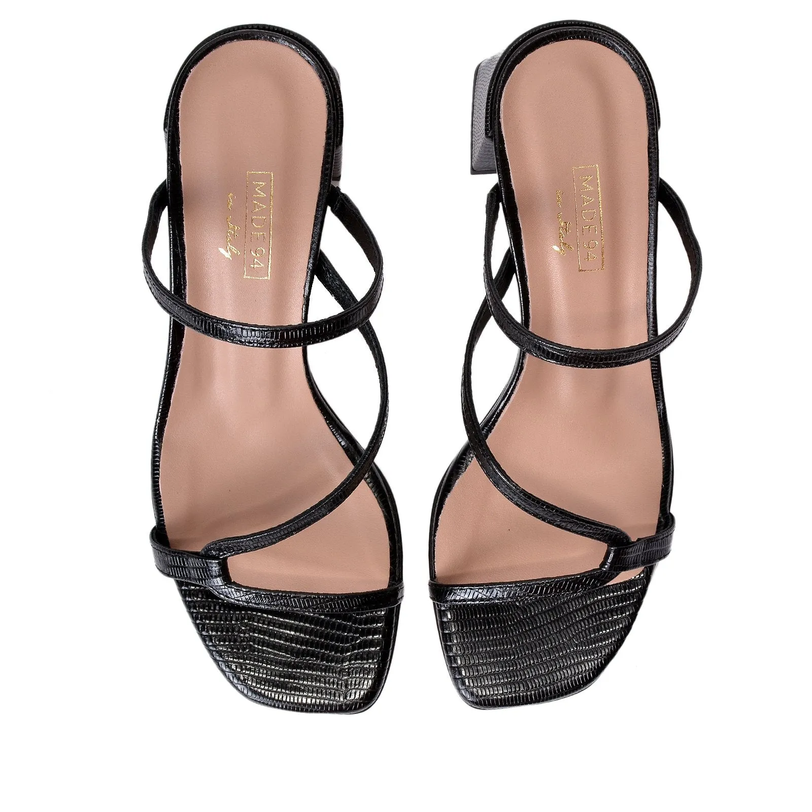 Perla Black Tejus Leather Sandals