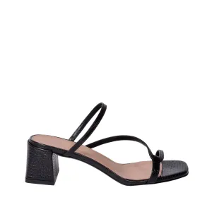 Perla Black Tejus Leather Sandals