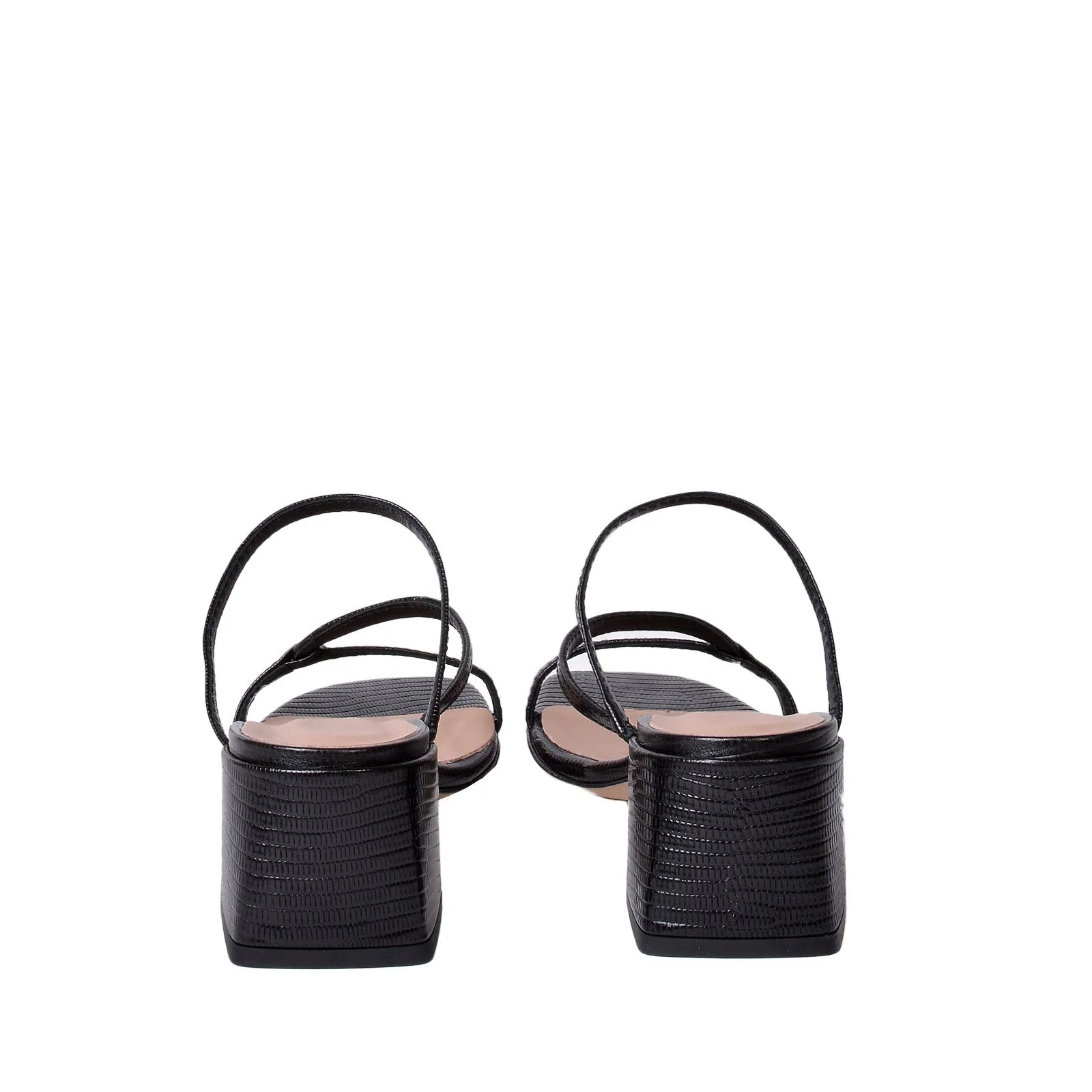 Perla Black Tejus Leather Sandals