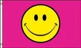 Pink smile face flag 5ft x 3ft