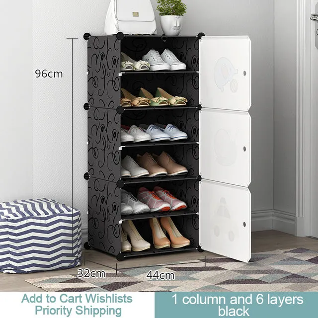 Plastic Assembled Shoe Cabinet Multilayer Dustproof Shoe Rack Large Capacity Shoes Storage