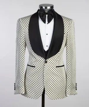 Polka Dot Tuxedo Cream Color