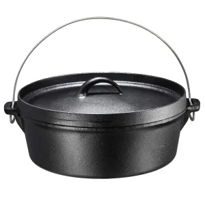 PreSeasoned Cast Iron Dutch Oven With Flanged Lid Iron Cover, For Campfire Or Fireplace