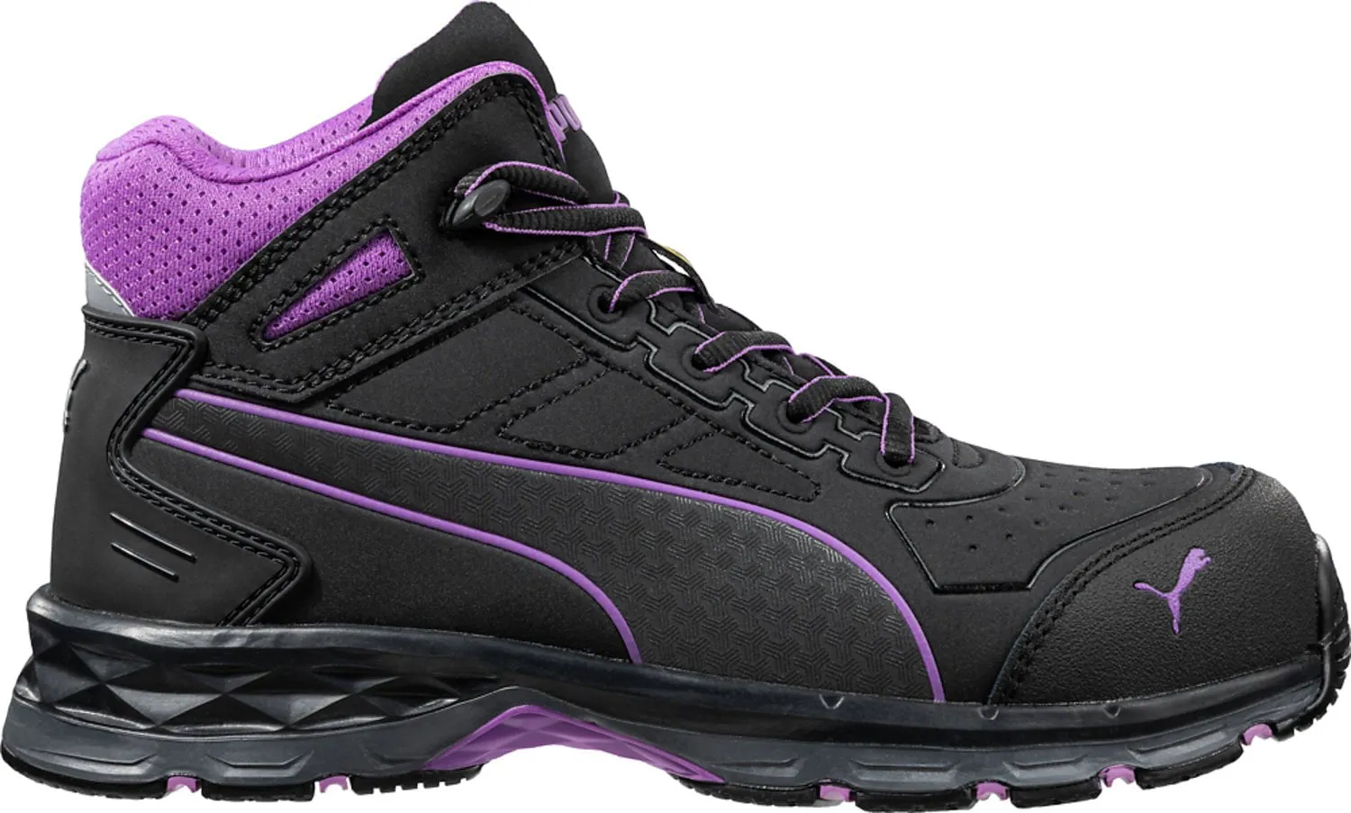 Puma Safety Womens Stepper 2.0 Mid ASTM EH Black/Purple Mesh Work Boots