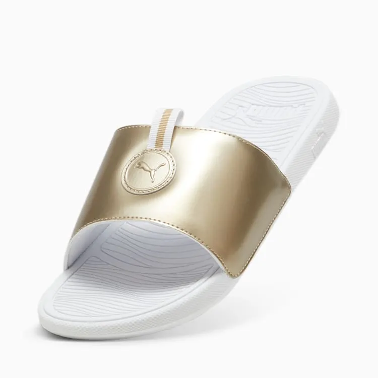 PUMA WOMEN'S COOLCAT 2.0 WHITE/GOLD SLIDES