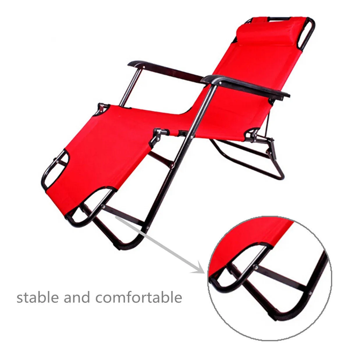 Reclining Folding Deck Chair Lounge Beach Camping Sun Portable Outdoor Fishing