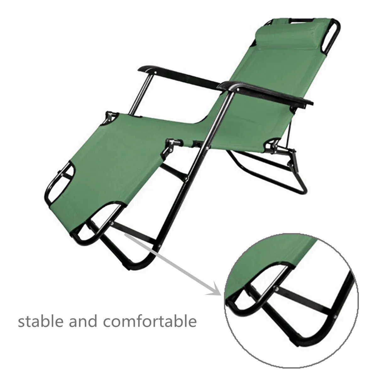 Reclining Folding Deck Chair Lounge Beach Camping Sun Portable Outdoor Fishing