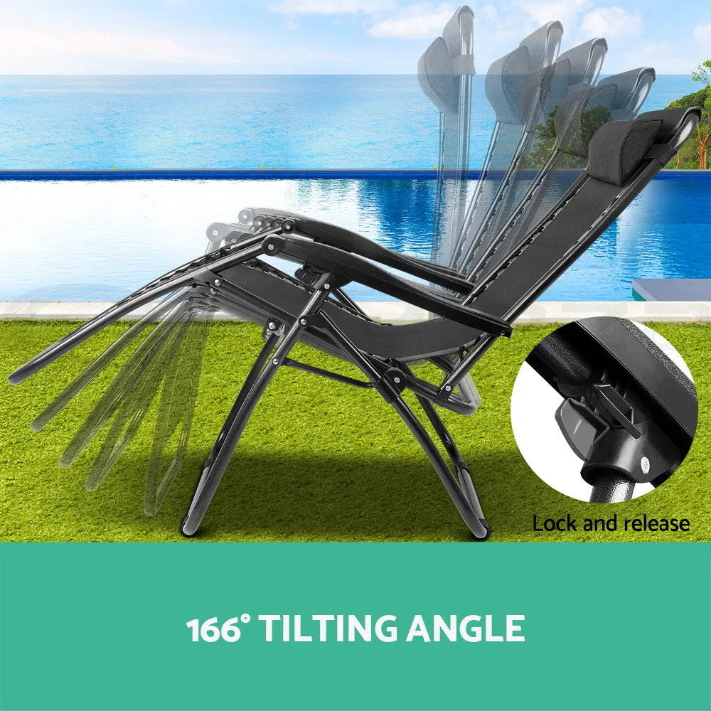 Reclining Folding Deck Chair Lounge Beach Camping Sun Portable Outdoor Fishing