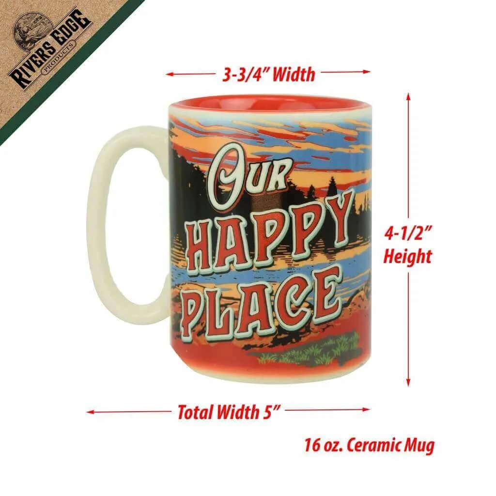 Rivers Edge 16oz Happy Place Ceramic Mug