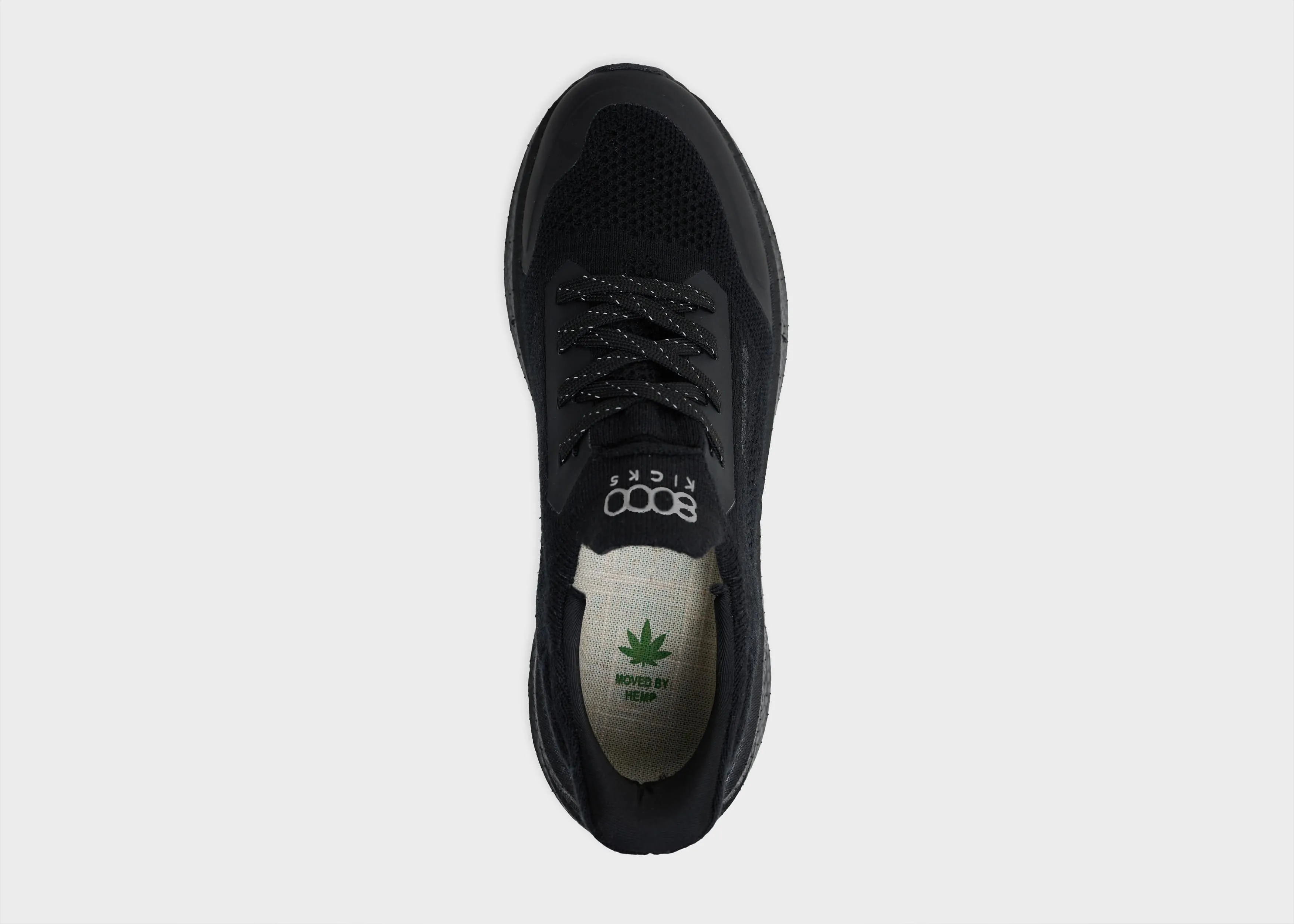 Runners Women's Hemp Leather Trainers | Full Black