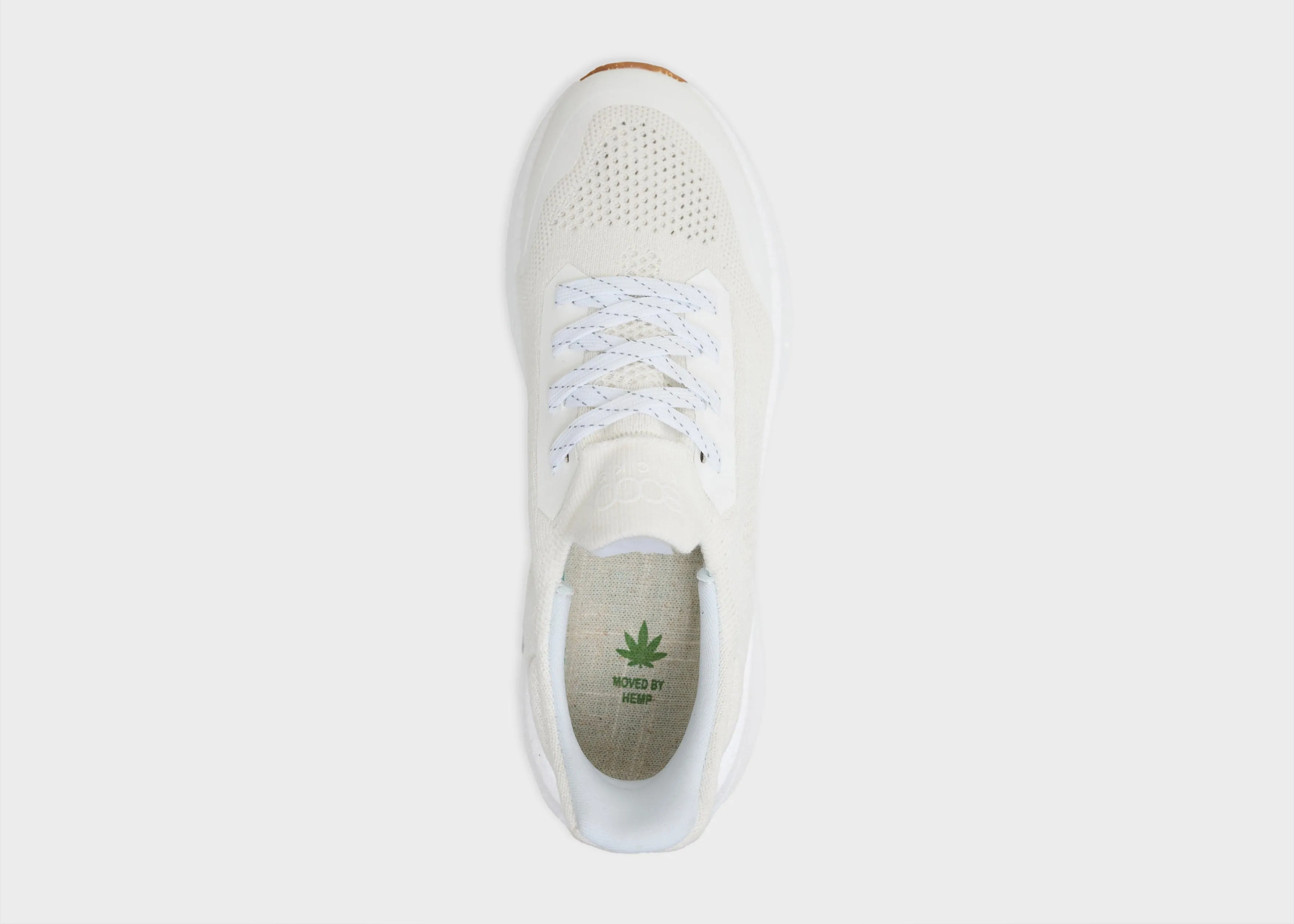 Runners Women's Hemp Leather Trainers | Pearl White