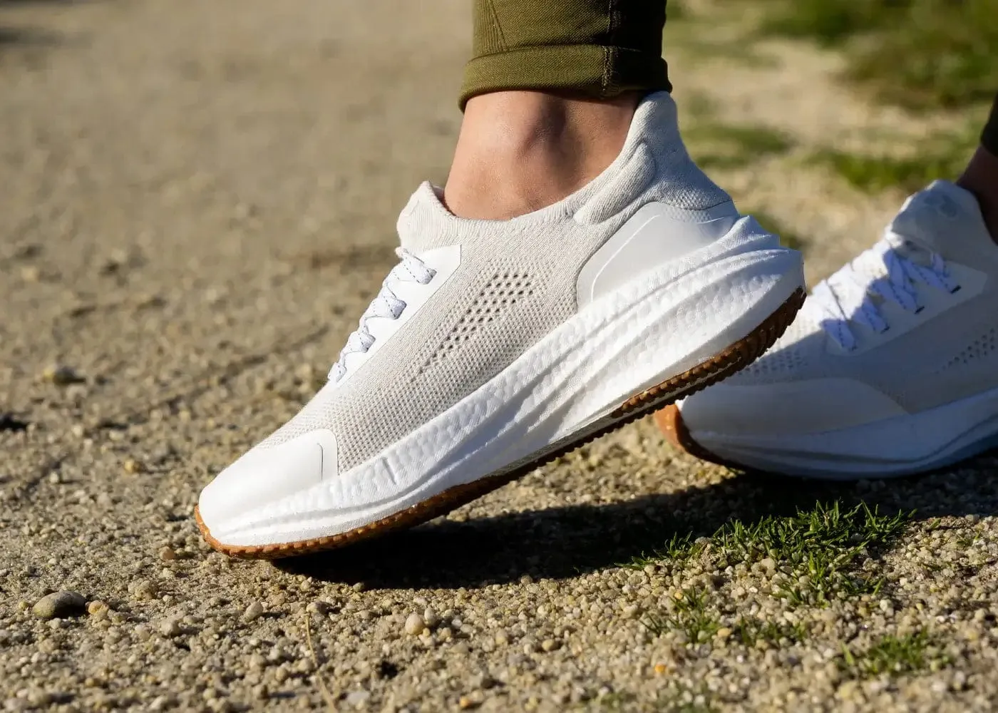 Runners Women's Hemp Leather Trainers | Pearl White