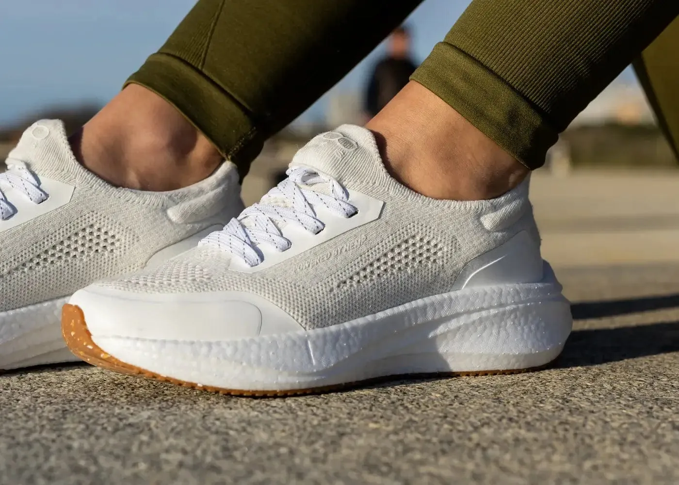 Runners Women's Hemp Leather Trainers | Pearl White