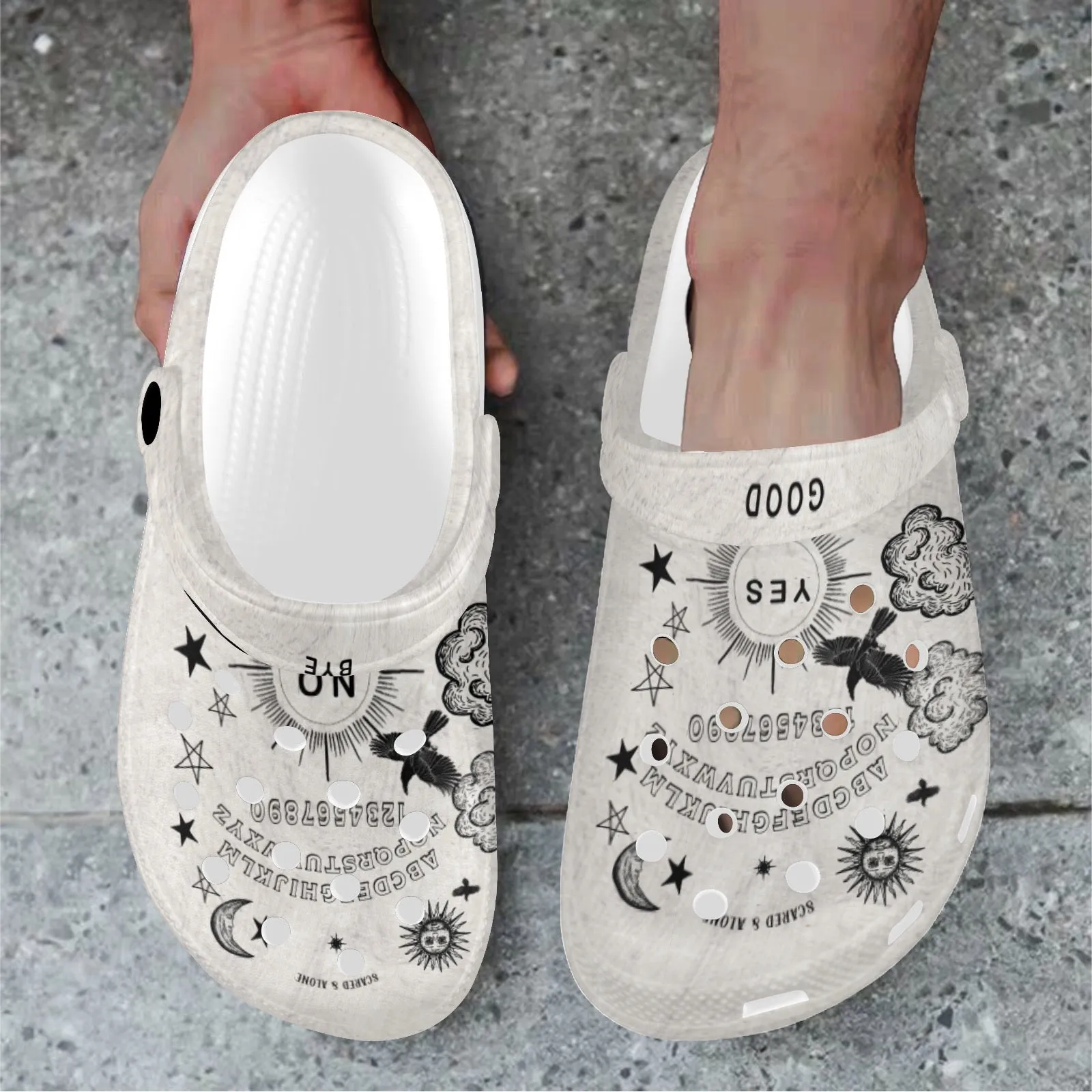 Scared & Alone Spirit Board Unisex Sport Mode Clogs "Birch & Raven"