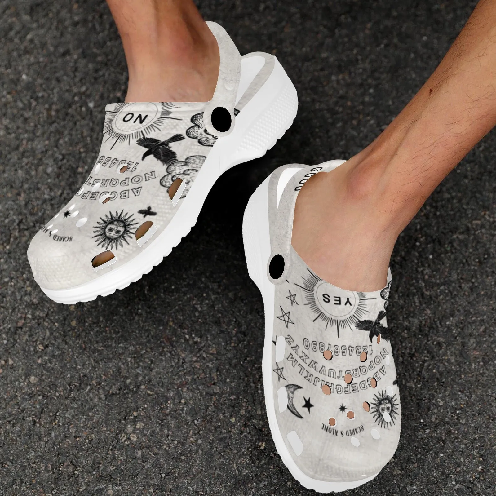 Scared & Alone Spirit Board Unisex Sport Mode Clogs "Birch & Raven"