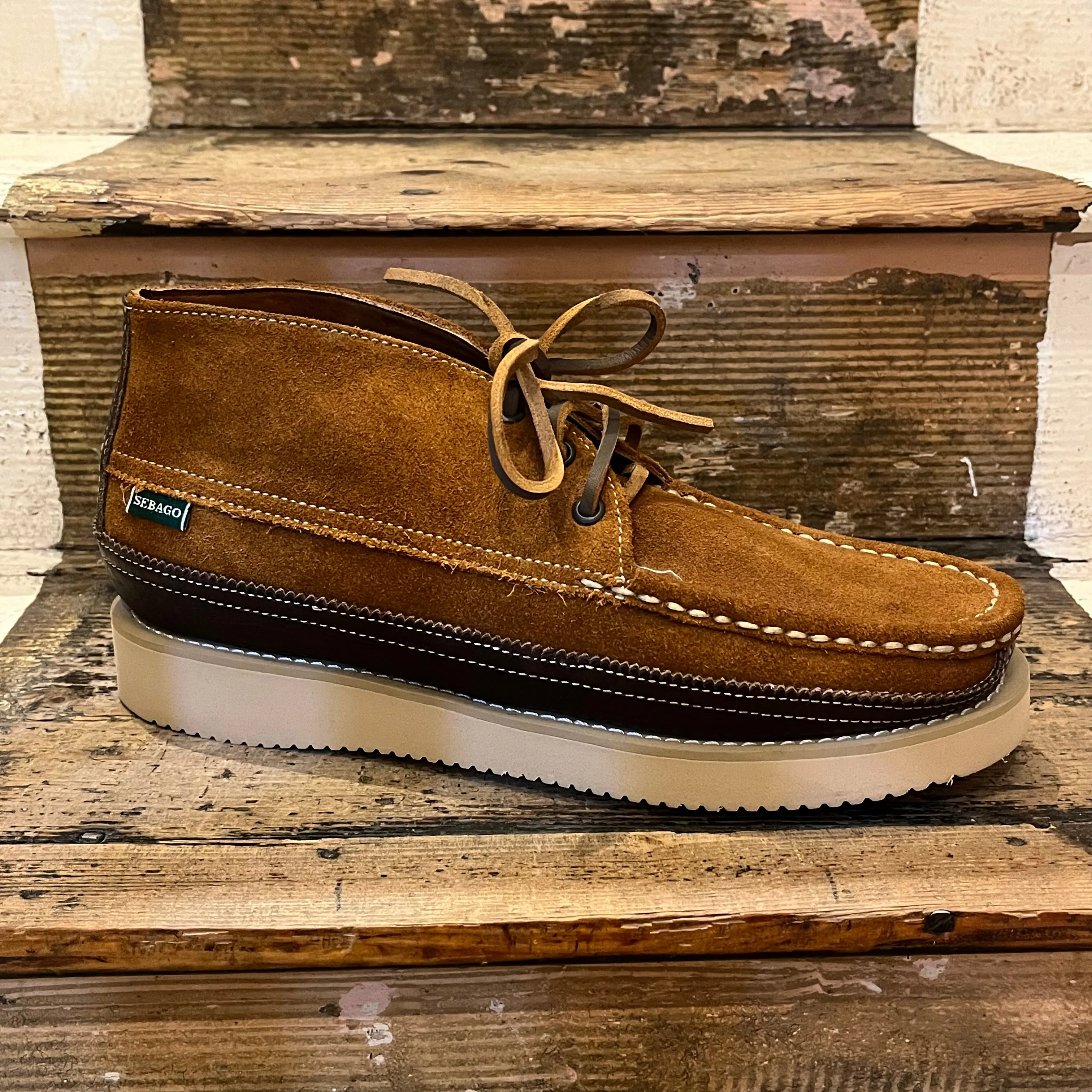 Sebago - Miwak Suede Canoe Moc Tumbled - Cognac/Dark Brown