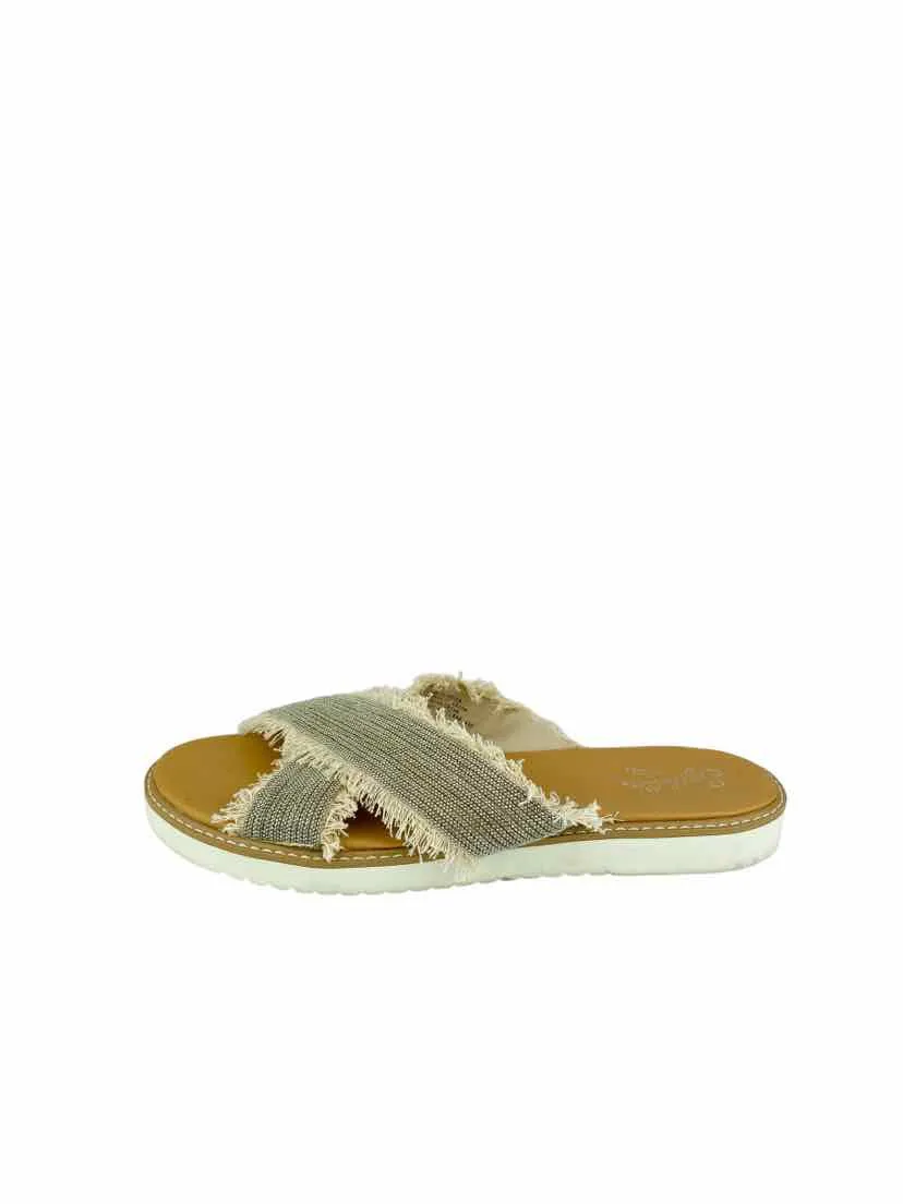 Seychelles, Women's Jasmine Metallic Slide Sandals, Silver/Natural, Size 8.5