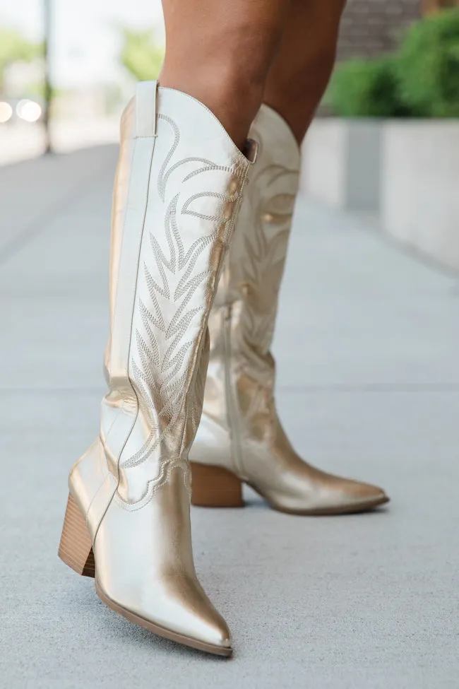 Shania Metallic Gold Cowboy Boots