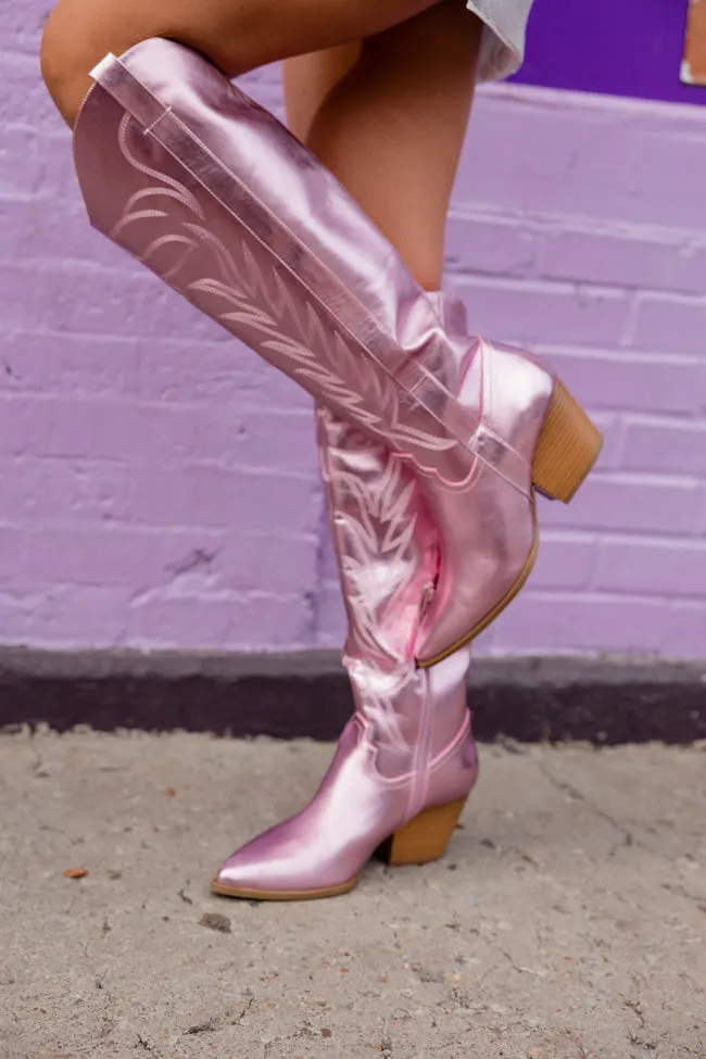 Shania Metallic Pink Cowboy Boots