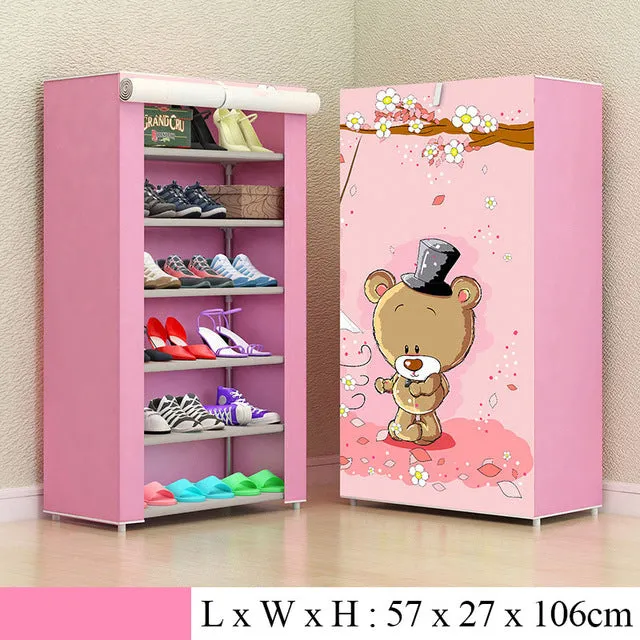 Simple Combination Shoe Cabinet Nonwoven Fabric Storage Shoes Rack Folding Dust-proof Shoe Closet Home Dorm Organizer for Shoes