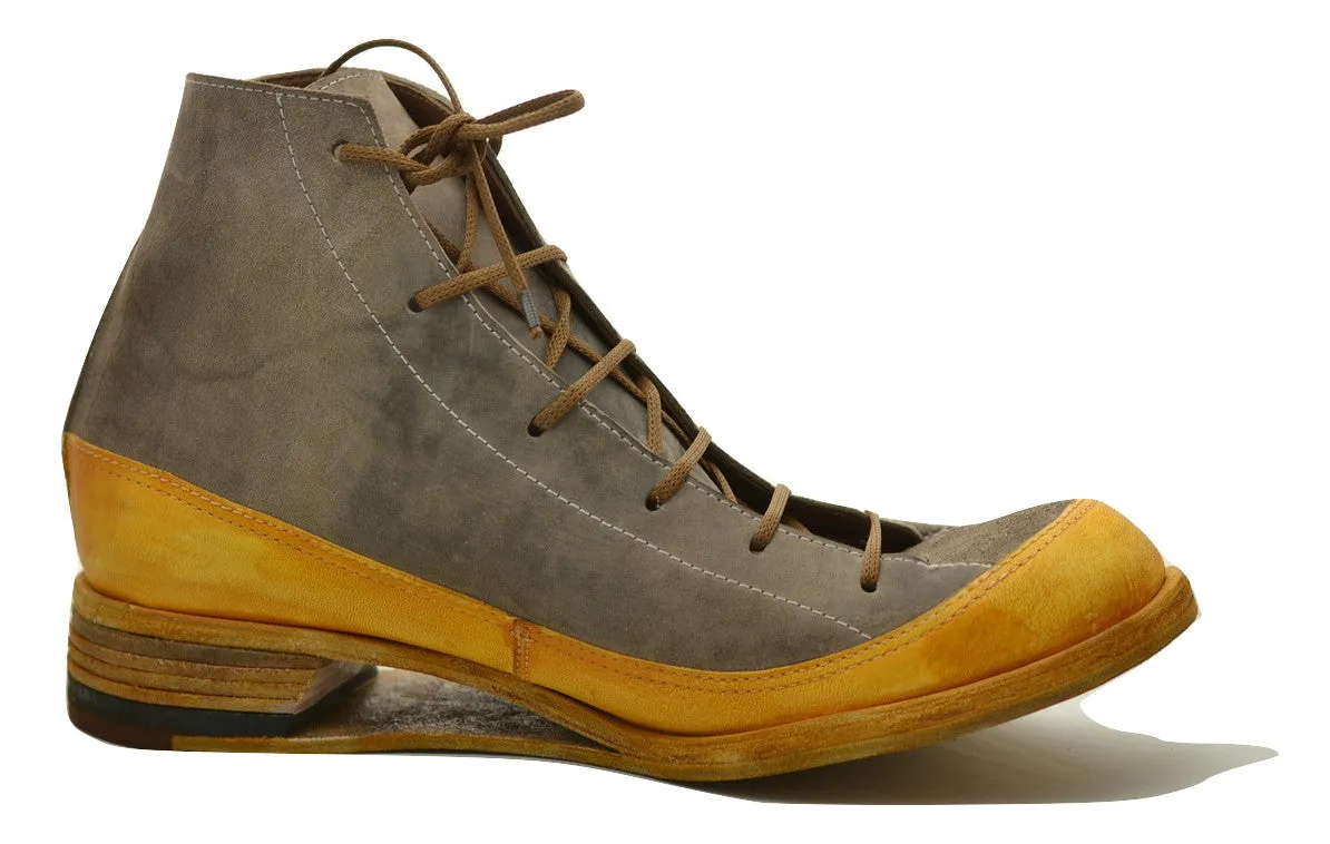 Sneaker boot  |  Hollow wedge | mustard and brown