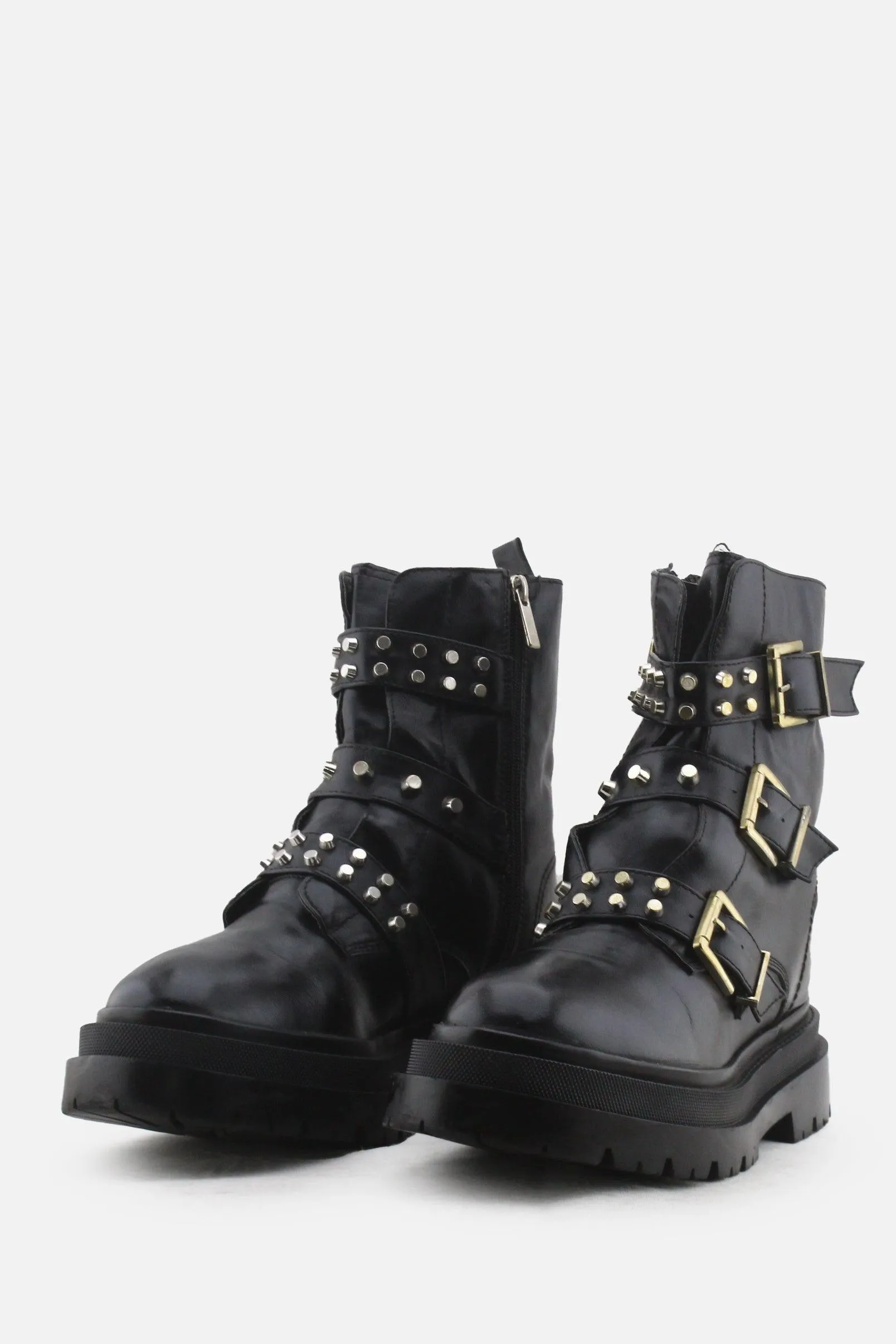 Stradivarius Zipper Biker Boots | 100% Authentic Leather