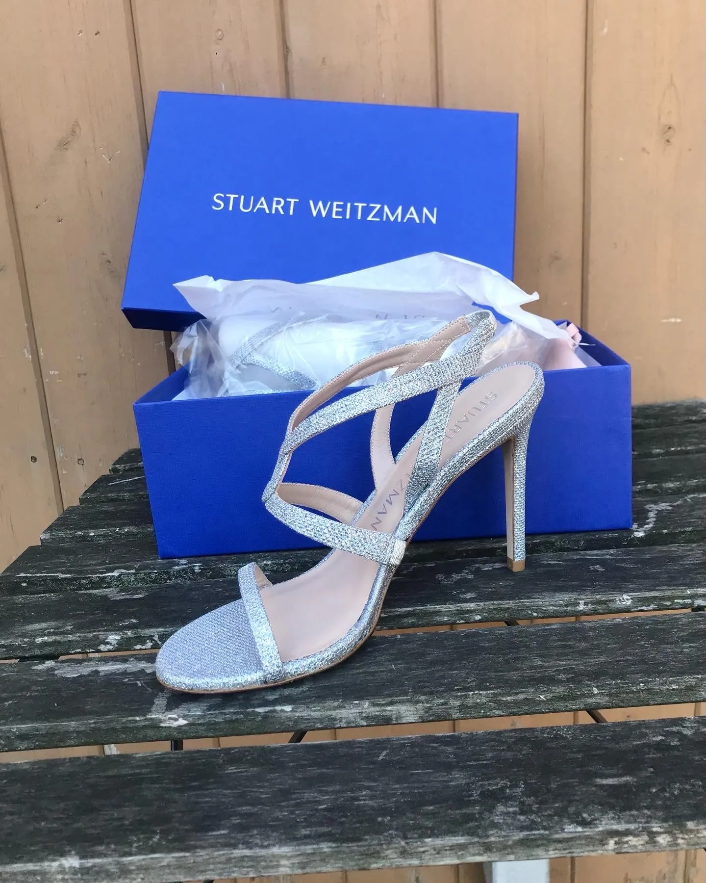 STUART WEITZMAN Silver Metallic High Heel Sandals