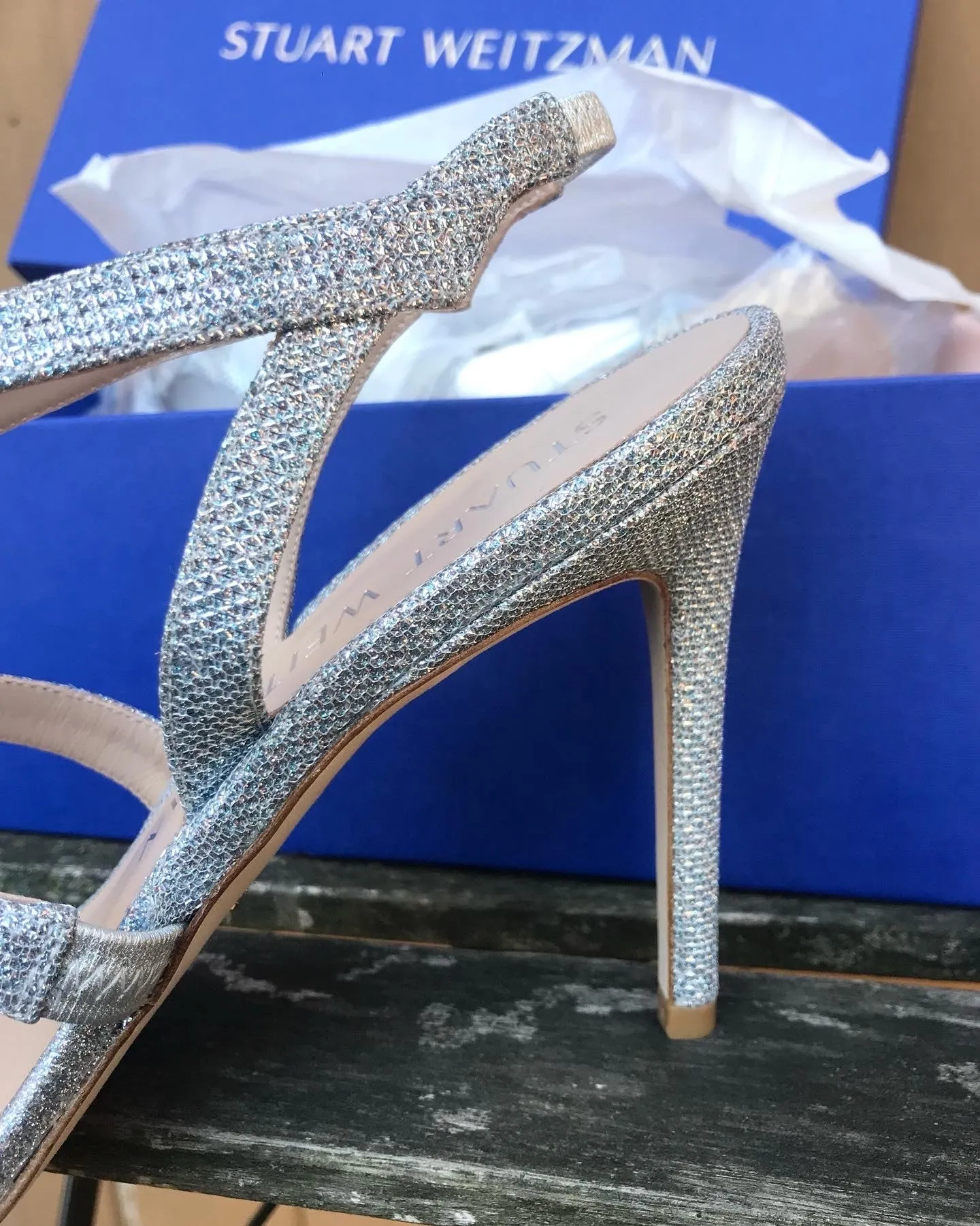 STUART WEITZMAN Silver Metallic High Heel Sandals