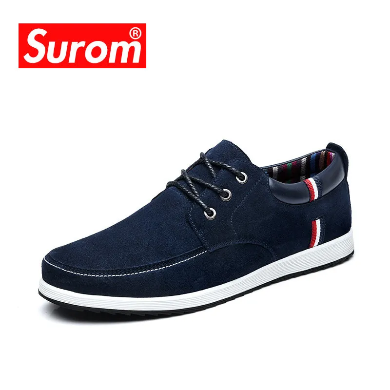 SUROM Men's Leather Casual Shoes Moccasins Men Loafers Luxury Brand Spring New Fashion Sneakers Male Boat Shoes Suede Krasovki