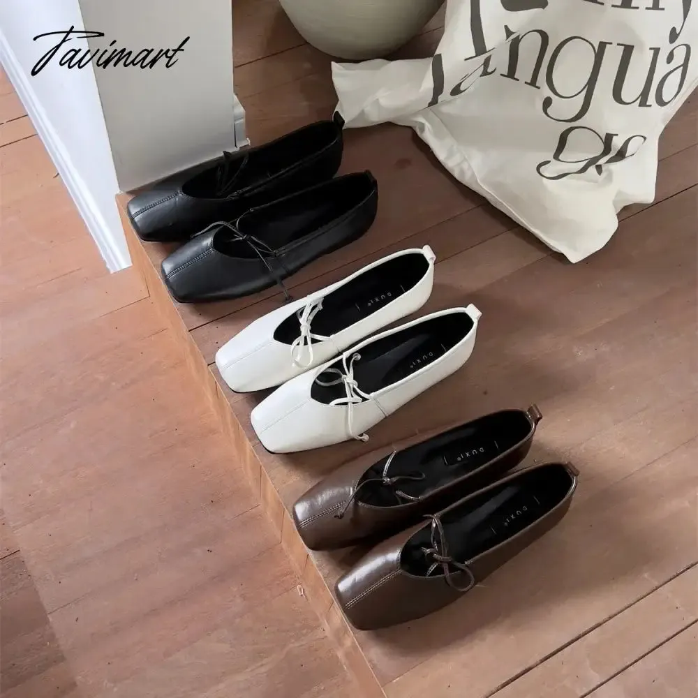 TAVIMART -  Korean Style Women Casual Flats Comfortable Soft Boat Shoes Loafers Ballerina Shallow Ballet Flat Shoes Women Slip on Side