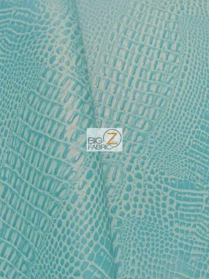 Teal Crocodile Marine Vinyl Fabric / Sold By The Yard