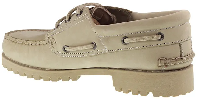 Timberland Boots Mens 3 Eye Lug Handsewn Boat Shoe Beige