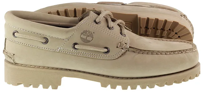 Timberland Boots Mens 3 Eye Lug Handsewn Boat Shoe Beige