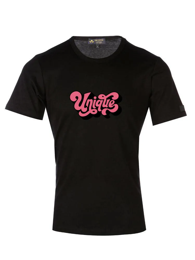 'Unique' Retro Style Text Black T-Shirt