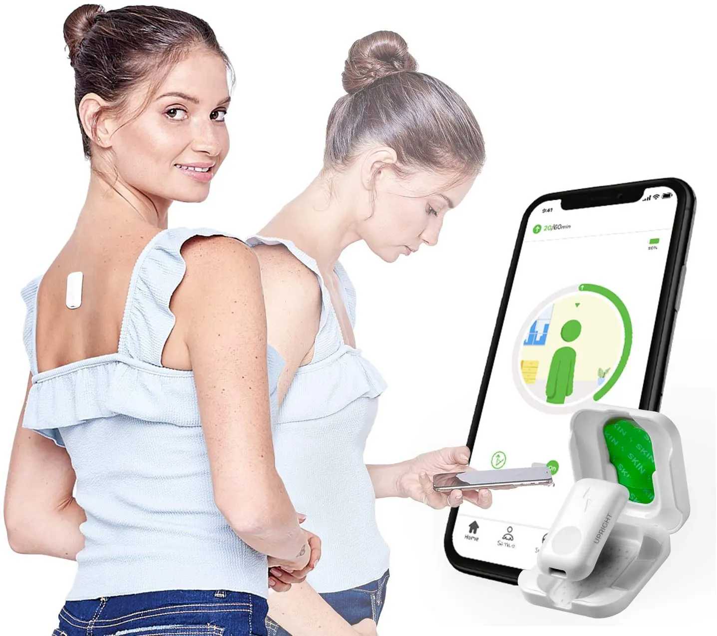 Upright GO 2 NEW Posture Trainer and Corrector for Back Strapless, Discreet and Easy to Use Complete with App and Training Plan Back Health Benefits and Confidence Builder