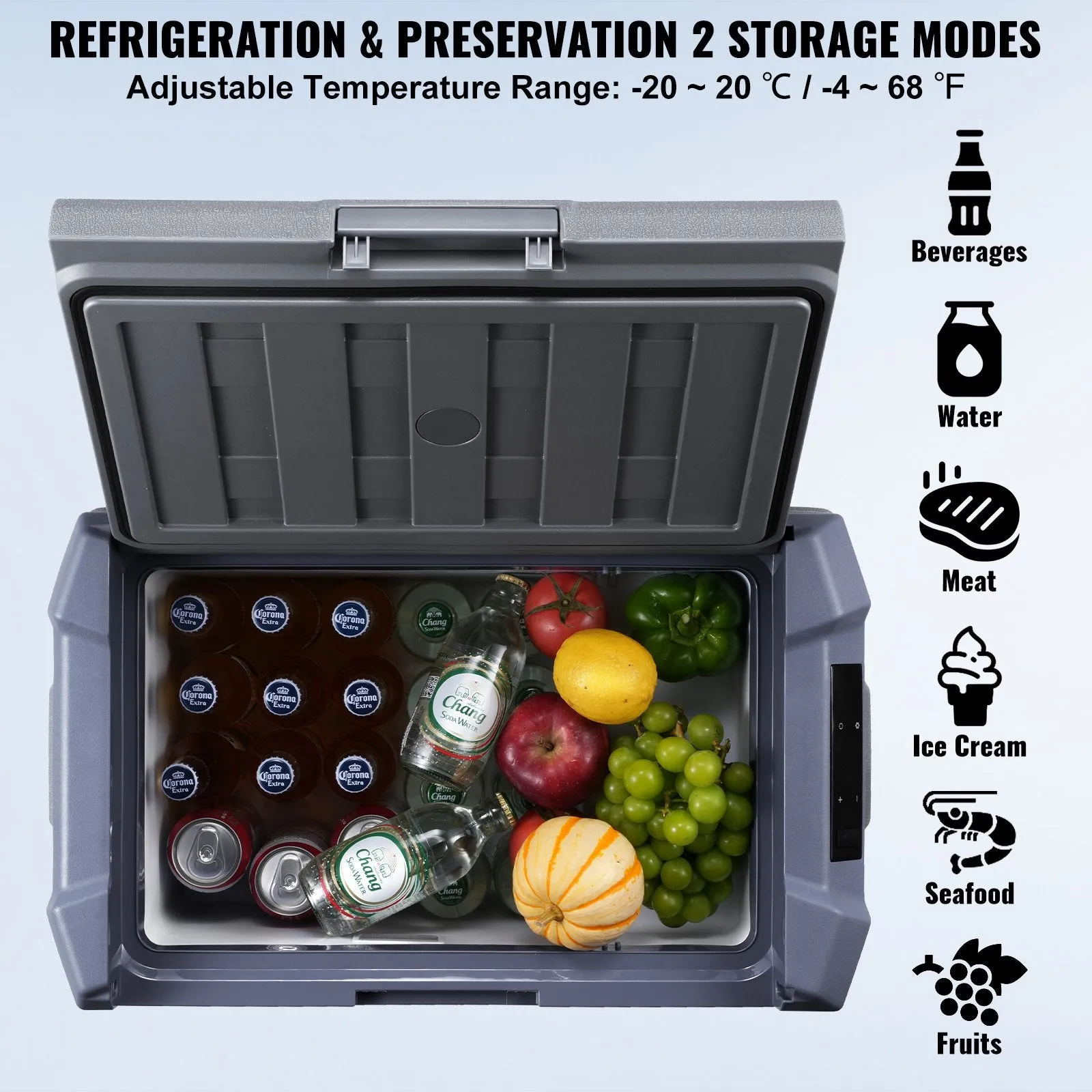 Vevor Car Refrigerator and Freezer 39.1 Qt Portable Single Zone -4°F to 68°F Adjustable Temperature New