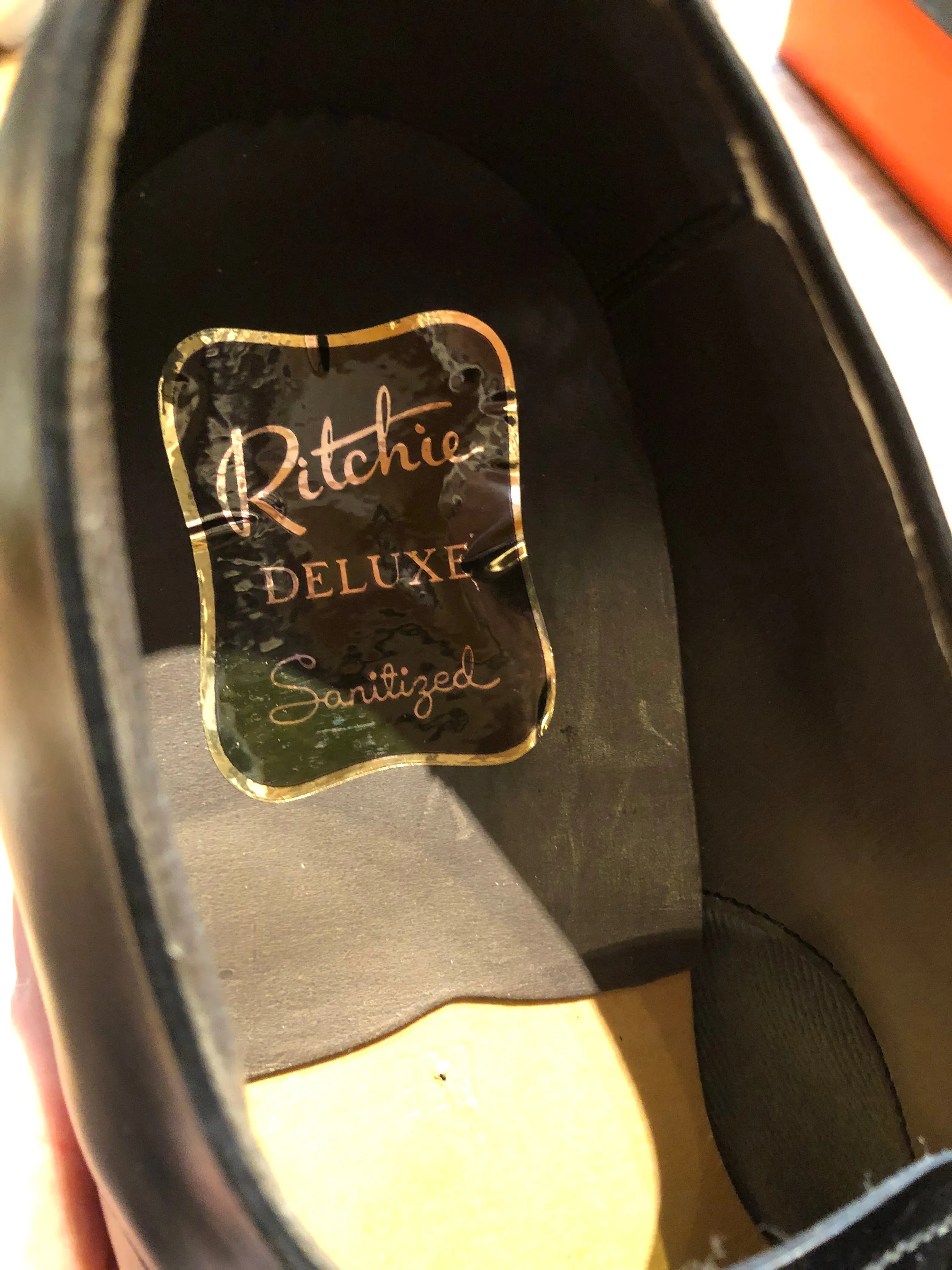 Vintage Deadstock Ritchie Deluxe Black Leather Dress Shoes, Mens US 9